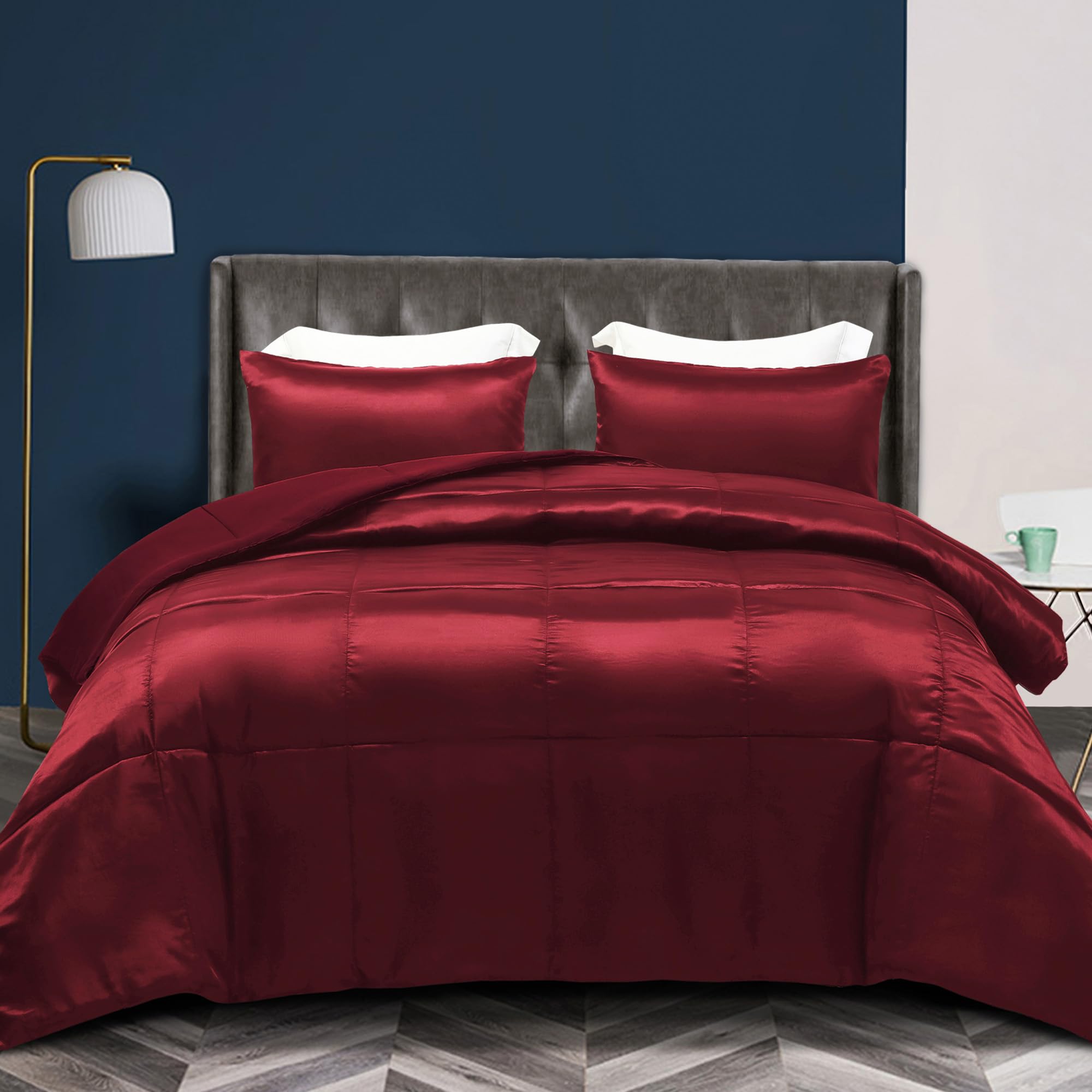 Whale Flotilla 2-Piece Reversible Twin Size Silky Soft Comforter Set/Bedding Set, Luxury Satin Comforter With Satin Pillowcase,